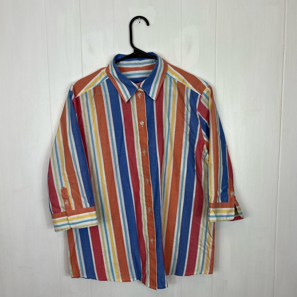 Vintage Single Stitch Striped Button Down Sz L